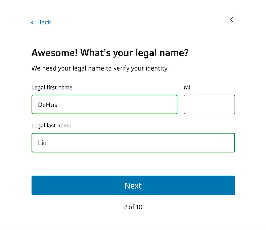 Capital One ITIN押金卡申请教程:填写法定姓名信息步骤 Capital One ITIN押金卡申请教程:填写法定姓名信息步骤
