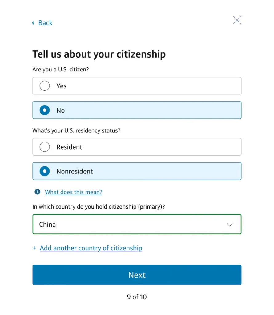 Capital One ITIN押金卡申请教程:填写国籍信息 Capital One ITIN押金卡申请教程:填写国籍信息