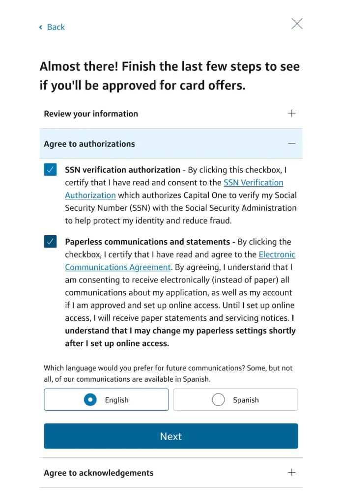 Capital One ITIN押金卡申请教程:阅读并同意用户协议条款 Capital One ITIN押金卡申请教程:阅读并同意用户协议条款