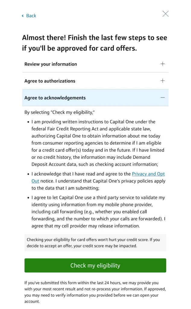 Capital One ITIN押金卡申请教程:提交申请表单 Capital One ITIN押金卡申请教程:提交申请表单