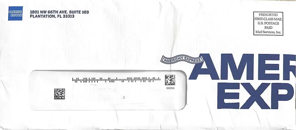 Amex蓝卡优选卡实体卡邮政原装邮寄信封展示 美国运通Blue Cash Preferred信用卡USPS平邮原装信封实拍
