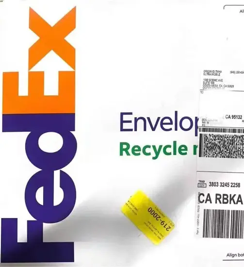 eBay购入Ultra Mobile PayGo手机卡FedEx原装快递外包装实物照片 FedEx快递包裹实拍,Ultra Mobile PayGo美国家用SIM卡原装快递信封