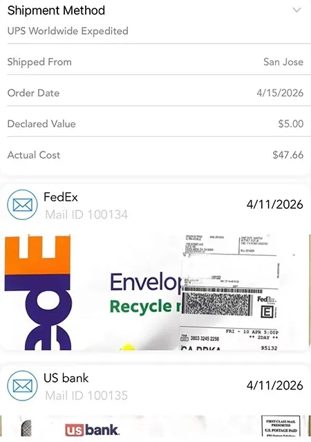 Capital One实体卡+美国电话卡跨境UPS国际快递轨迹详情截图 UPS物流详情单,美国圣何塞寄出银行卡与SIM卡包裹转运广州运输记录